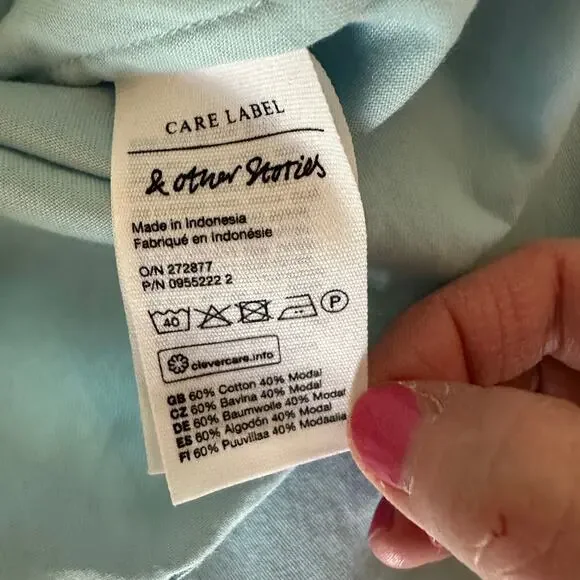 & Other Stories Womens 4 Light Blue Twist Detail Cut Out Long Sleeve Blouse - Picture 10 of 10